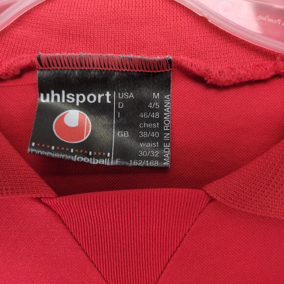 Vtg 90s Uhlsport Soccer Goalkeeper Jersey Men's M Orange Red Elbow Pads Collar - Picture 3 of 10